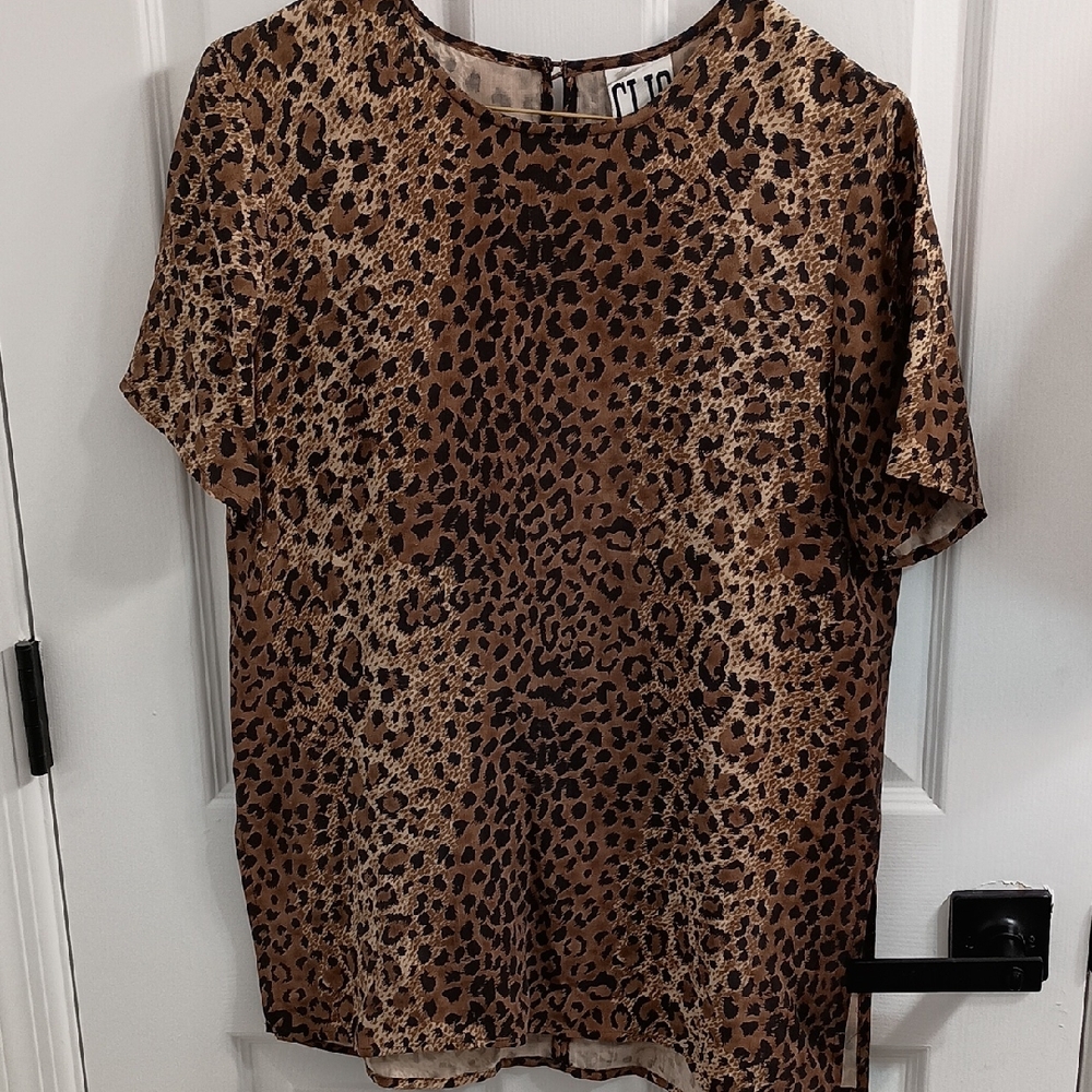 Clio Leopard Print Brown Blouse Silk. SZ S